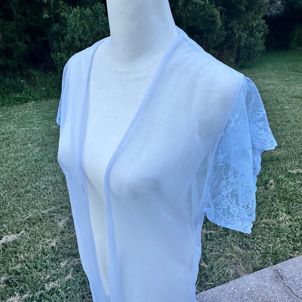 Sears Vintage Sheer Lace Lingerie Fairy Coquette Baby Doll Robe Women S Blue